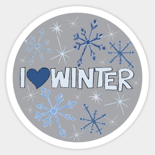 I Heart Winter Illustrated Text with snowflakes Sticker